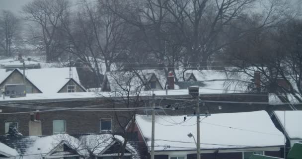 Establecimiento Tiro Casas Residenciales Después Una Tormenta Nieve Toronto Imágenes — Vídeos de Stock