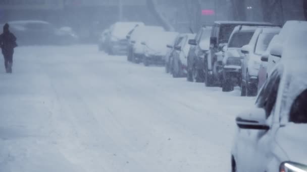 Een Enorme Sneeuwstorm Treft Stad Opgenomen Filmische Toronto — Stockvideo