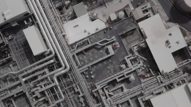 Aerial Top View Dari Pabrik Teknologi Futurisic Cinematic Membangun Tembakan — Stok Video
