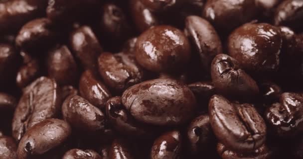 Macro Shot Van Dark Coffee Beans Opgenomen Raw Een Bioscoopcamera — Stockvideo