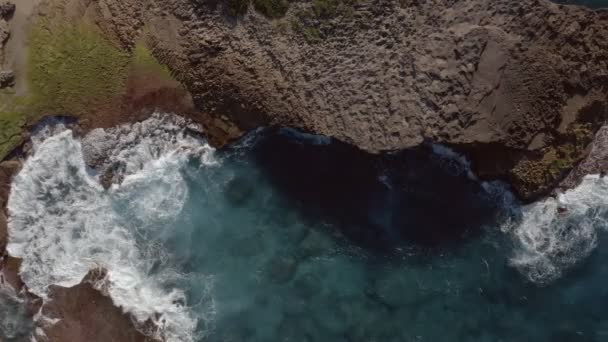 Luftaufnahme Einer Felsigen Region Der Küste Puerto Ricos Filmreife Einspielung — Stockvideo