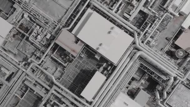Aerial Top View Dari Pabrik Teknologi Futurisic Cinematic Membangun Tembakan — Stok Video
