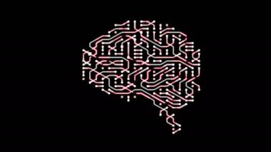 Beyin devre kartının kusursuz döngülü animasyonu. 16-Bit. 4K UHD.