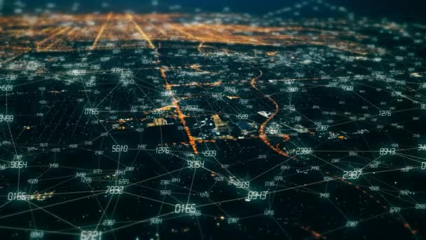 金融街の空中風景 ネットワーク接続とノードを持つ未来的な概念 Uhd — ストック動画