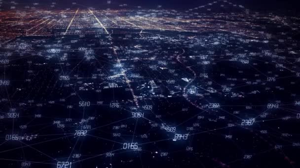 金融区的空中景观 具有网络连接和节点的未来主义概念 Uhd — 图库视频影像