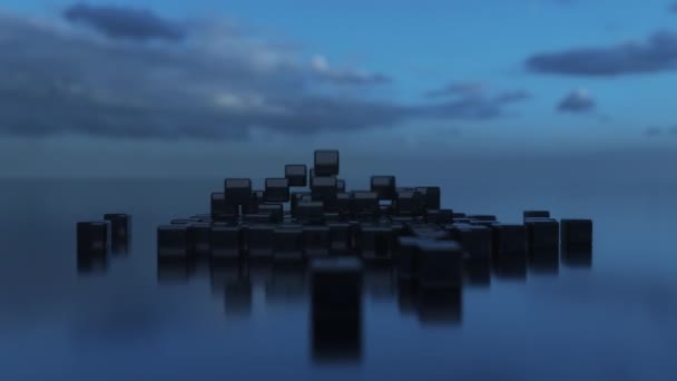 Загрузка Хранение Блоков Данных Облака Анимация Отображается Битной Глубине Цвета — стоковое видео