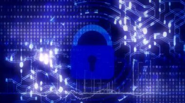 Siber güvenlik kavramını tasvir eden animasyon. 4K UHD kusursuz döngü canlandırması.
