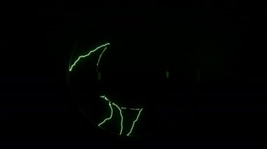 Elektrik yayan dairesel bir logo için siyah yer tutucu. Logo şablonu gösteriyor. 4K.