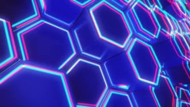 Altıgen şebeke. Soyut Teknoloji Animasyonu. 4K UHD