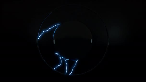 Черный Заполнитель Круглого Логотипа Который Излучает Электричество Логотип Раскрывает Шаблон — стоковое видео