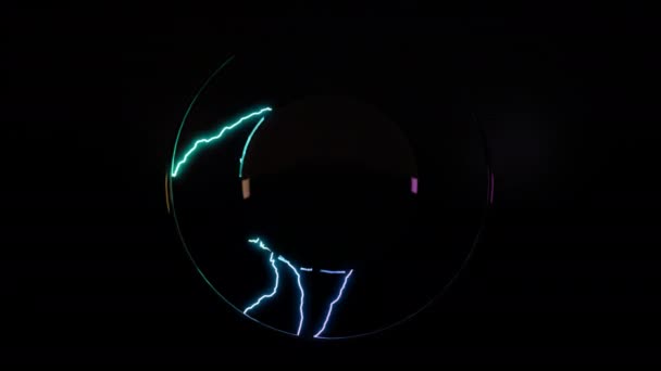 Black Placeholder Circular Logo Emanates Electricity Logo Reveal Template — Stock Video