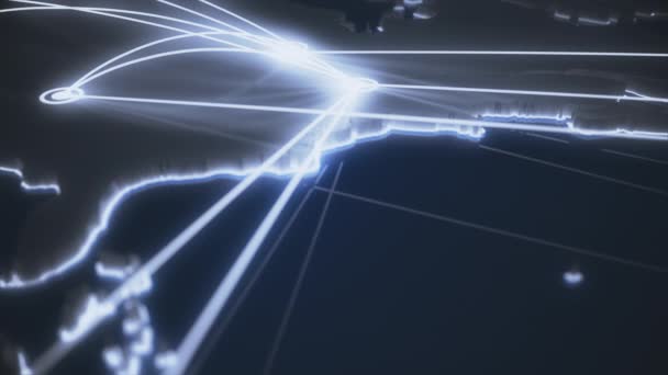 动画描绘了北美大陆和其他地方的航线 16位色深 带有复制空间的静态射击 — 图库视频影像