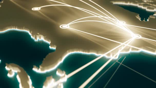Анімація Зображує Шляхи Польотів Північноамериканському Континенті Його Межами Бітна Глибина — стокове відео