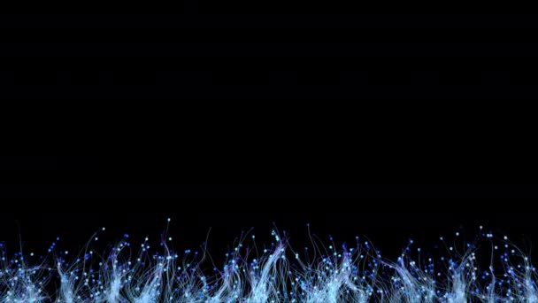 Светящиеся Частицы Следами Поднимаются Экран Заполняют Раму Uhd Анимация Отображается — стоковое видео