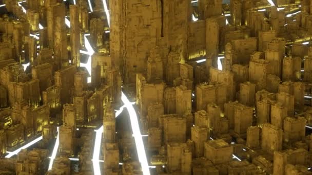 Abstrakcyjne Futurystyczne Złote Miasto Uhd — Wideo stockowe