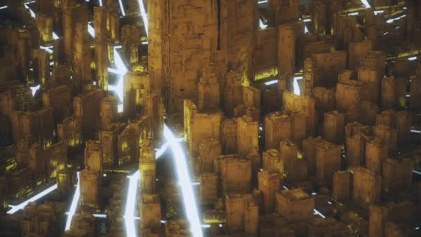 Abstraktní Futuristické Zlaté Město Uhd — Stock video