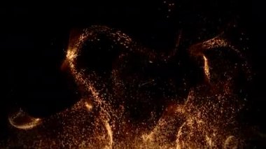 İzleri olan parlak parçacıklar ekrana tırmanıyor ve çerçeveyi dolduruyor. 16- bit renk derinliğinde 4K UHD canlandırması.