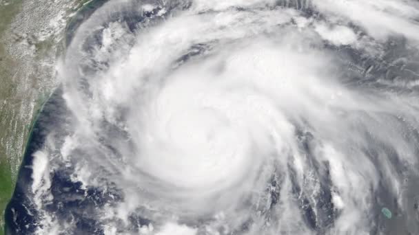 飓风哈维在2017年8月25日登陆德克萨斯州前数小时登陆德克萨斯州 广播质量动画渲染在16位彩色深度 美国航天局提供的要素 — 图库视频影像