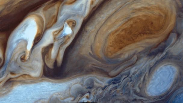 Superficie Los Júpiter Con Una Vista Clara Gran Mancha Roja — Vídeos de Stock