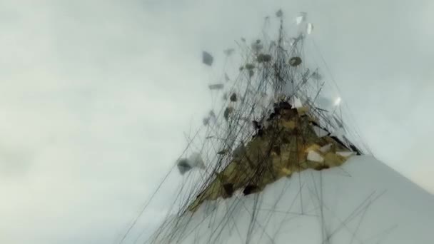 Бесшовная Зацикленная Абстрактная Анимация Разрушающейся Пирамиды Раскрывающая Золотой Интерьер — стоковое видео