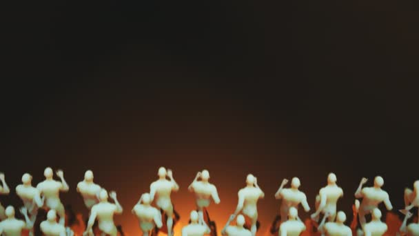 Abstrakcyjny Tłum Zwykłych Mężczyzn Biegnących Płynnej Pętli — Wideo stockowe