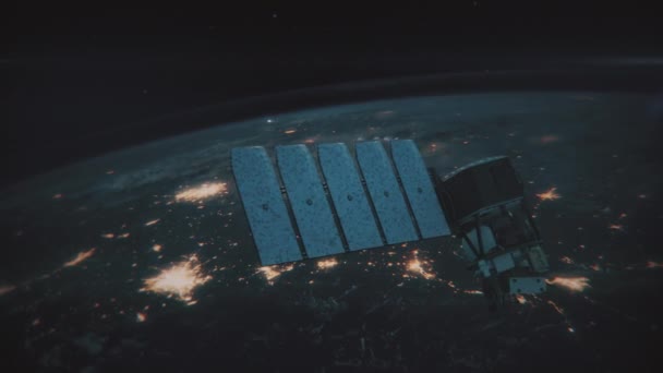 Unglaubliche Sicht Des Satelliten Der Die Erde Umkreist Uhd Animation — Stockvideo