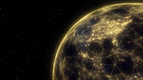 Netzwerkdaten Fließen Über Eine Futuristische Erde Uhd Animation — Stockvideo