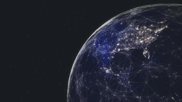 将来の地球上のネットワークデータフロー Uhdアニメーション — ストック動画