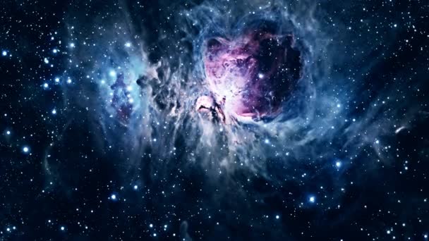 Lecąc Przez Mgławicę Oriona Animacja Uhd Renderowana Bitowej Głębokości Barwy — Wideo stockowe