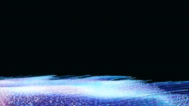 海の波のように画面に粒子が流れ 水のように飛び回る 16ビットの色深度でレンダリングされた4K Uhdアニメーション — ストック動画