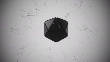 Kuyruklu parçacıkları serbest bırakan çokgen nesne. 4K UHD.