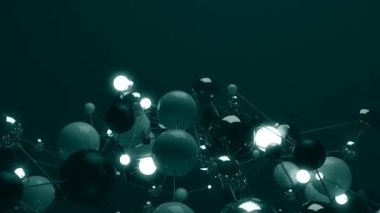 Moleküler Ağ 'daki Soyut Küreler. 4K UHD canlandırması