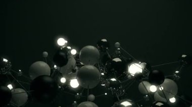 Moleküler Ağ 'daki Soyut Küreler. 4K UHD canlandırması