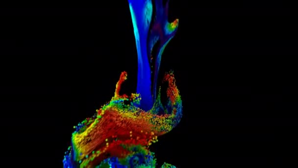 Simulation Fluide Avec Changement Des Couleurs Des Particules Alpha Mat — Video
