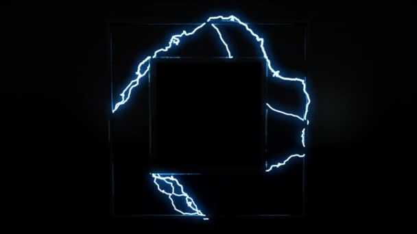 Czarne Miejsce Kwadratowe Logo Emanujące Elektrycznością Logo Ujawnia Szablon — Wideo stockowe