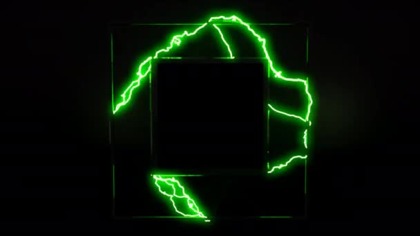 Black Placeholder Square Logo Emanates Electricity Logo Reveal Template — Stock Video