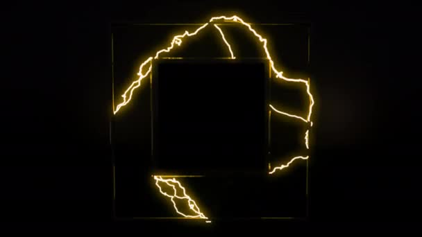 Черный Заполнитель Квадратного Логотипа Который Излучает Электричество Логотип Раскрывает Шаблон — стоковое видео