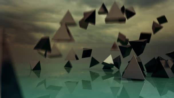 Piramide Abstracte Care Cad Din Cer Animație Uhd — Videoclip de stoc