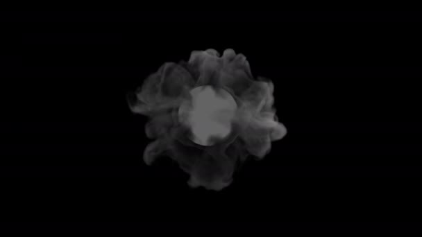 カラフルな煙が黒い円形の球を包み込む — ストック動画