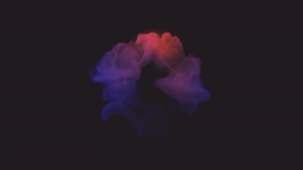 Цветной Дым Окутывает Черную Круглую Сферу — стоковое видео