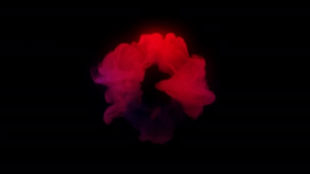 Цветной Дым Окутывает Черную Круглую Сферу — стоковое видео