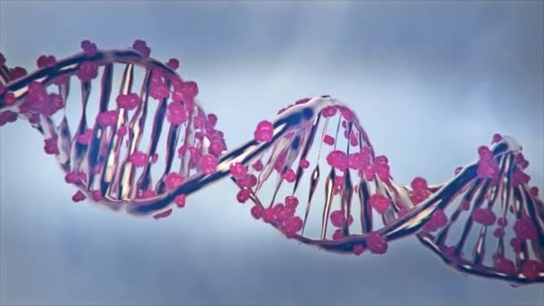 Dna鎖を変化させる新しい遺伝子編集治療の描写 — ストック動画