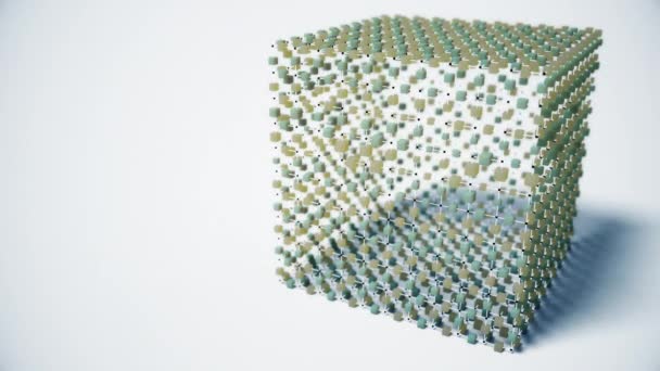 Estructura Molecular Abstracta Del Cubo Con Movimiento Sutil Lazo Sin — Vídeos de Stock