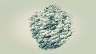 Bir tel örgüye dolanmış dikdörtgen şekilli soyut animasyon.