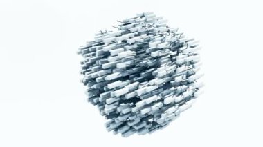 Bir tel örgüye dolanmış dikdörtgen şekilli soyut animasyon.