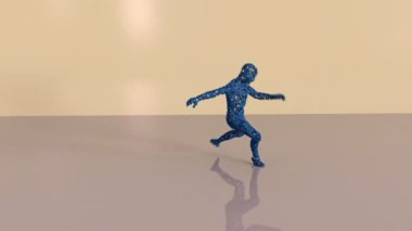 Küp parçacıklarından oluşan soyut insan formu.