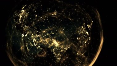 Dijital bağlantılı doğu yarımküre. 4K UHD yayın kalitesi animasyonu. Kusursuz döngü.