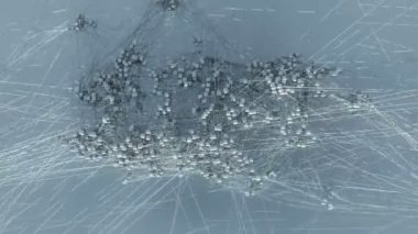 Bir ağda paylaşılan veri bloklarını gösteren animasyon. 4K UHD.