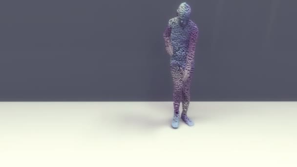 Abstract Menselijke Vorm Gemaakt Van Kubusdeeltjes — Stockvideo