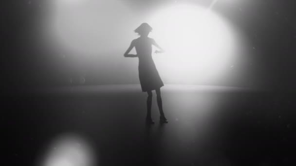Cgiの女性シルエットの非常に現実的なアニメーションはダンスルーチンを実行します ループアニメーション — ストック動画